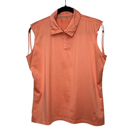 Lady Hagen Tops - Lady Hagen Women Coral Orange Sleeveless Golf Polo Tank Shirt Hydro-Dri Size L